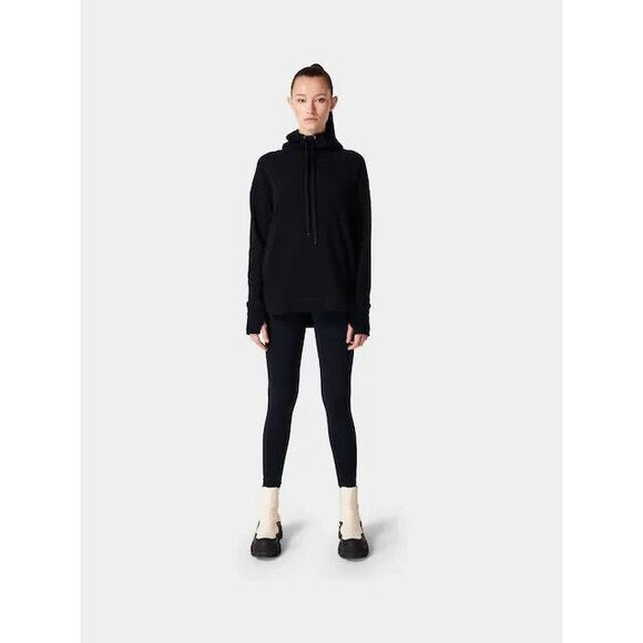 Sweaty Betty Escape Luxe Fleece Hoodie Women's US 14 Black Loose Thumbholes NWOT - Picture 1 of 13